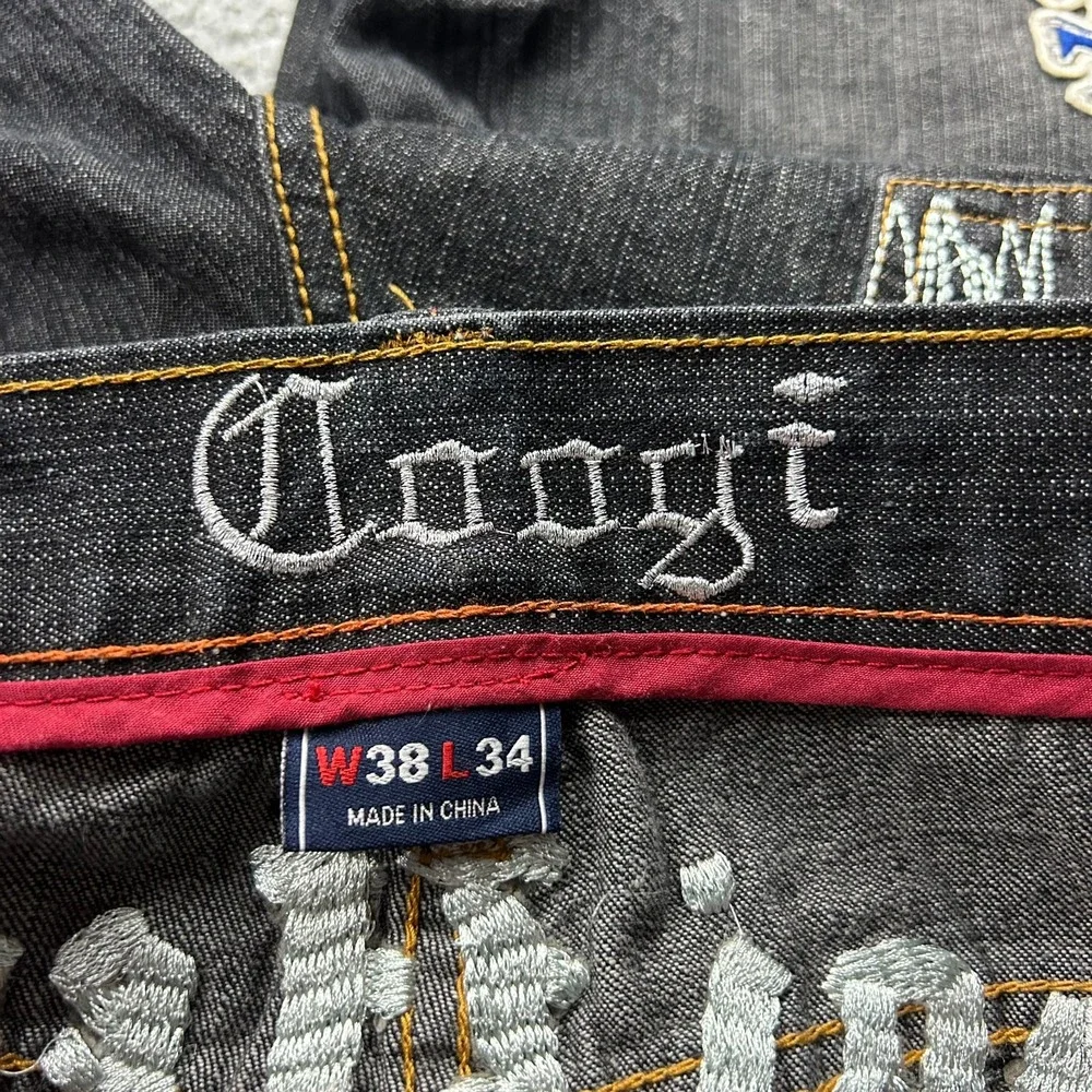 Coogie Heritage Jeans Mens 38x34 Baggy Patches Hip Hop Retro Y2K Street